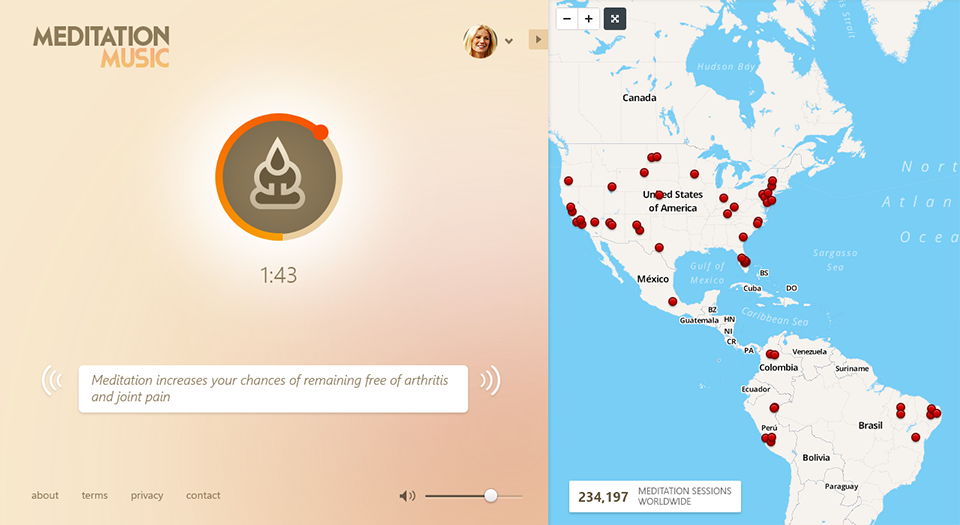 Meditation Music: a second screen of the same app.